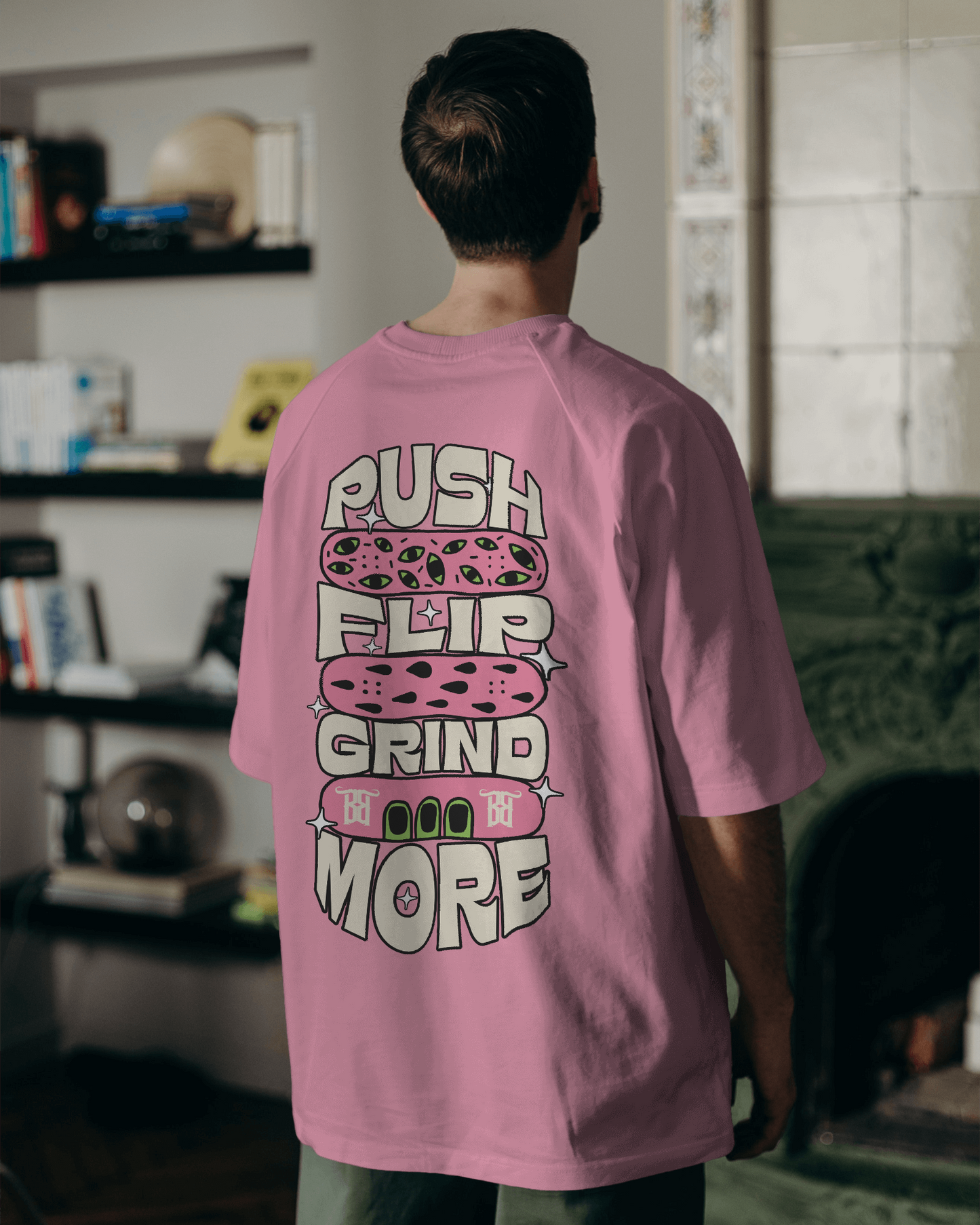 Unisex Terry Oversized T-Shirt (Push Flip Grind More!)