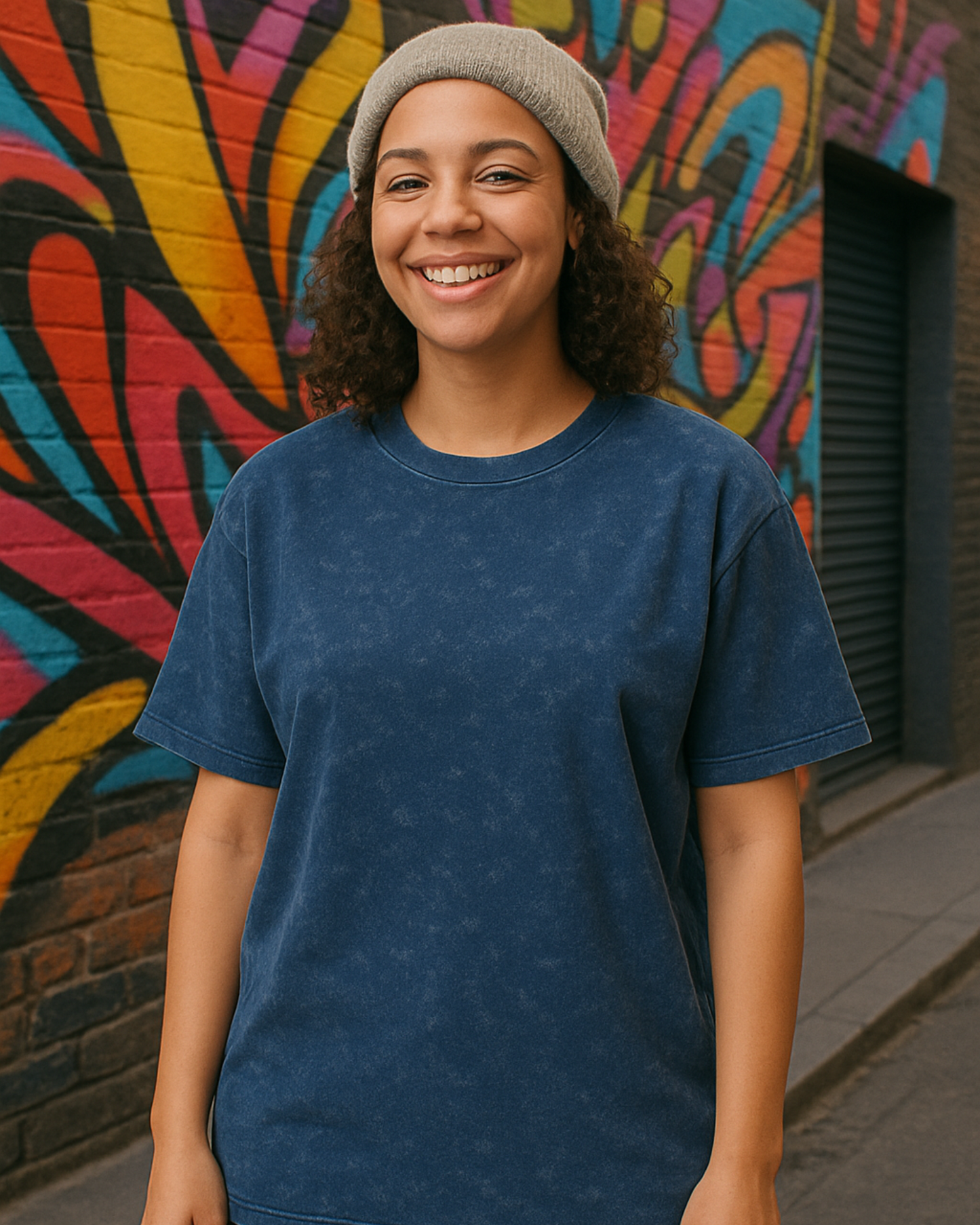 Unisex Oversized Acid Wash T-Shirt (Navy Blue)