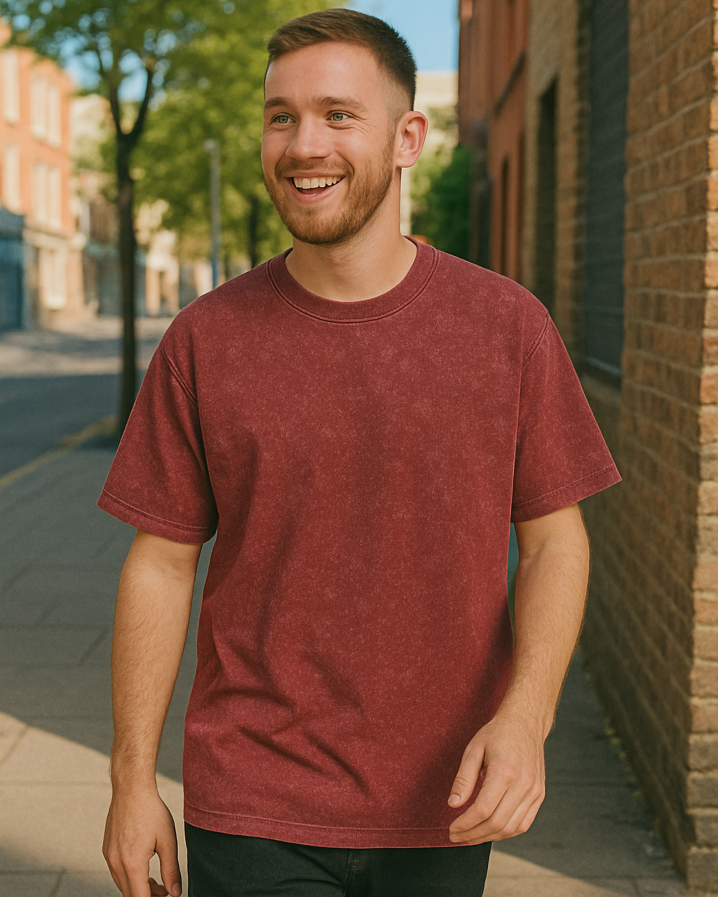 Unisex Oversized Acid Wash T-Shirt (Maroon)
