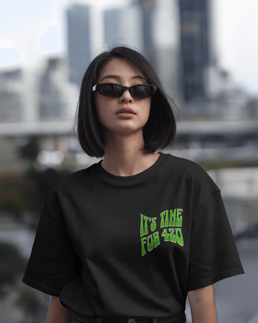 Unisex Terry Oversized T-Shirt (It's Time For 420)