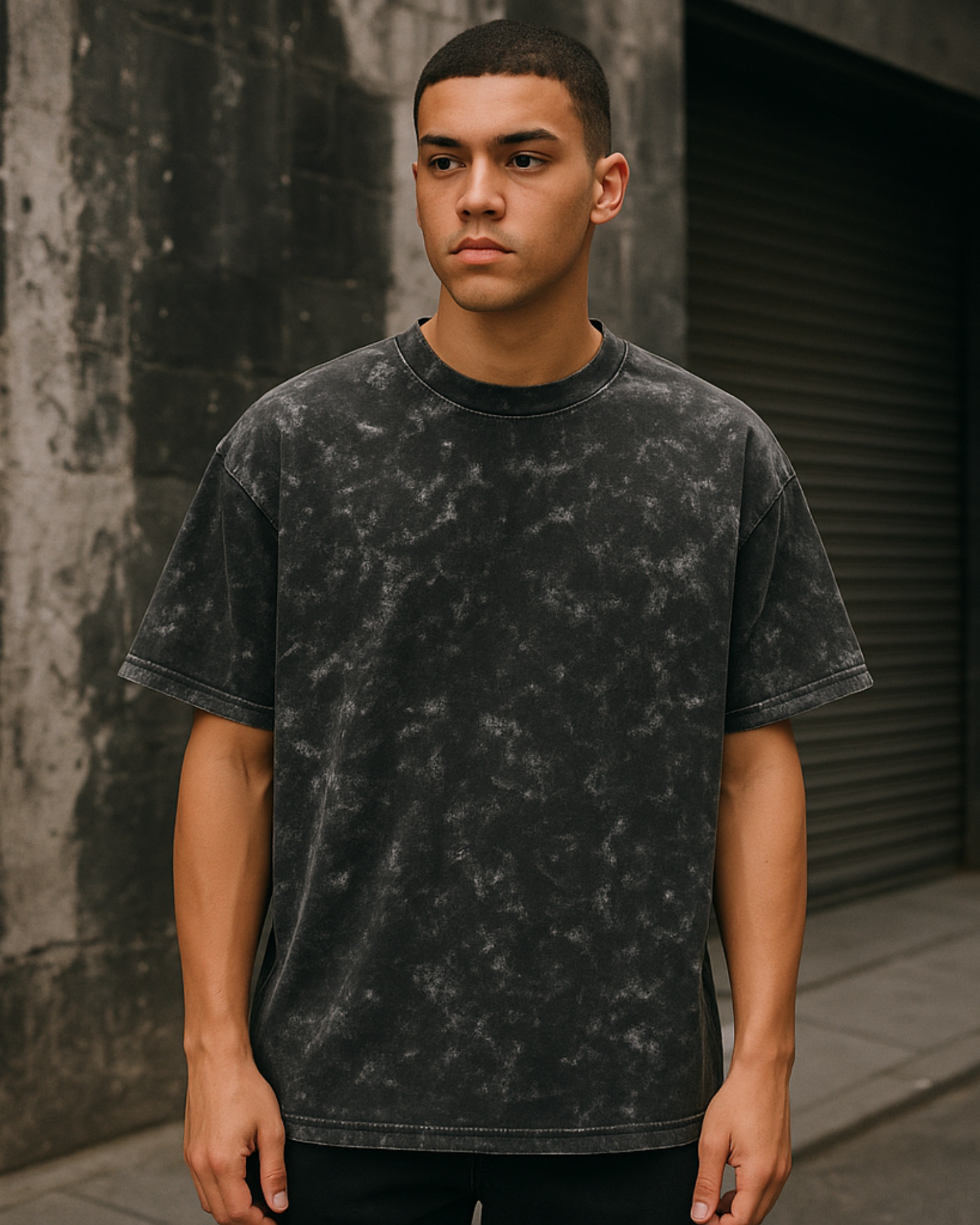 Unisex Oversized Acid Wash T-Shirt (Black)