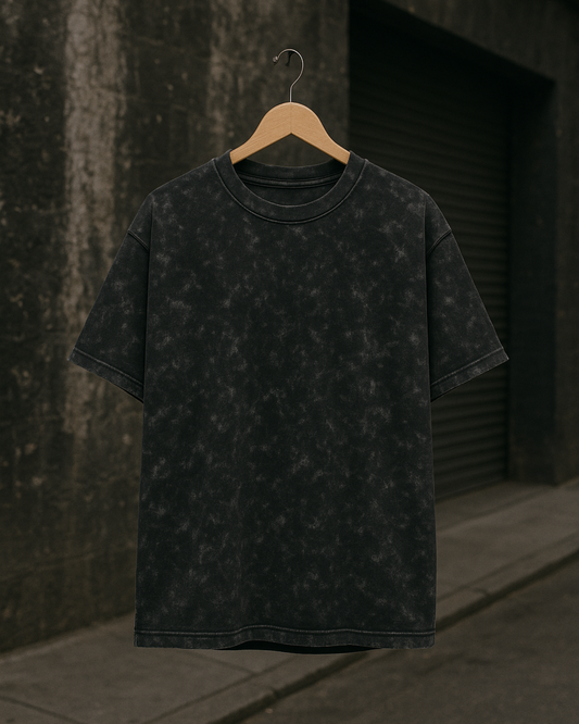 Unisex Oversized Acid Wash T-Shirt (Black)