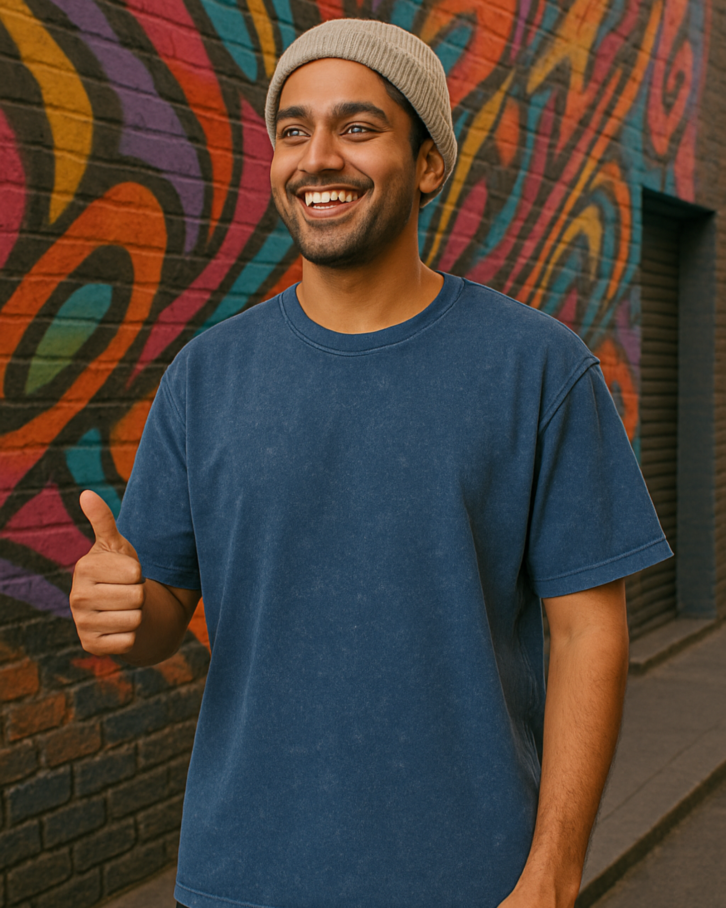 Unisex Oversized Acid Wash T-Shirt (Navy Blue)
