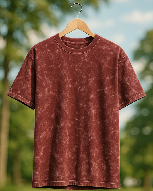 Unisex Oversized Acid Wash T-Shirt (Maroon)