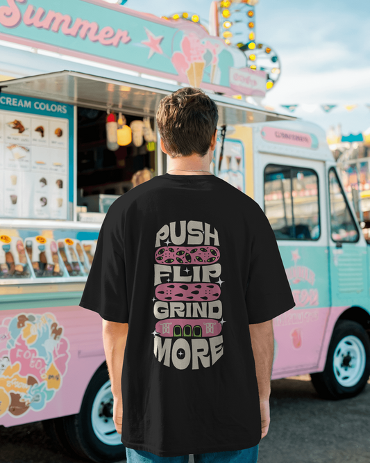 Unisex Terry Oversized T-Shirt (Push Flip Grind More!)